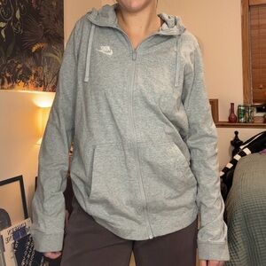 Nike Women's Light Gray Zip-Up Hoodie